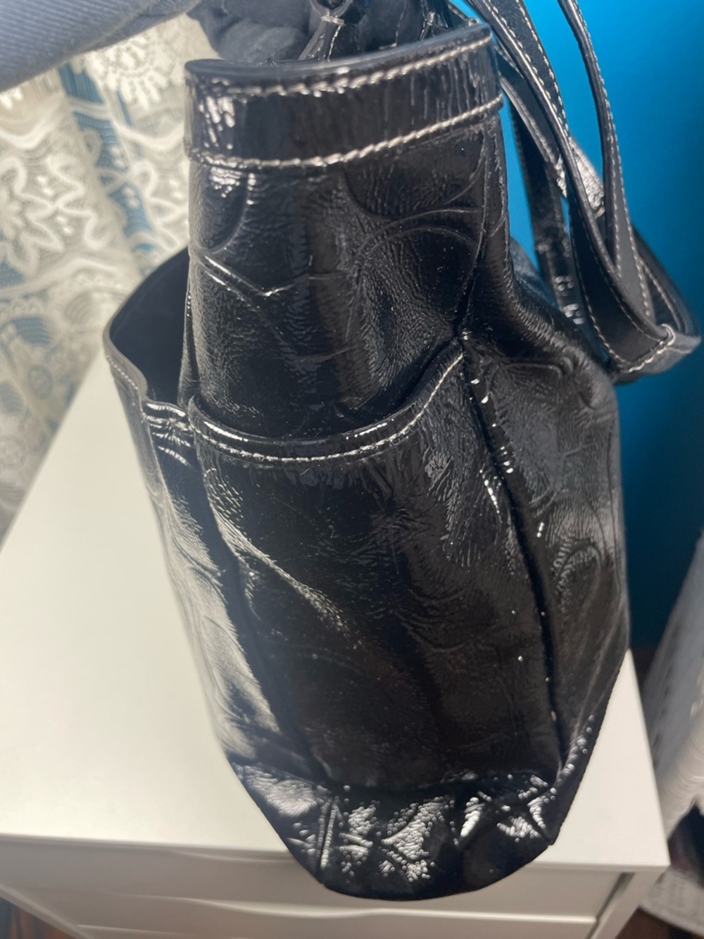 Coach Gallery Embossed Patent Leather 11 in H x 15 in Top L x 11.5 in L Bottom - Picture 10 of 15